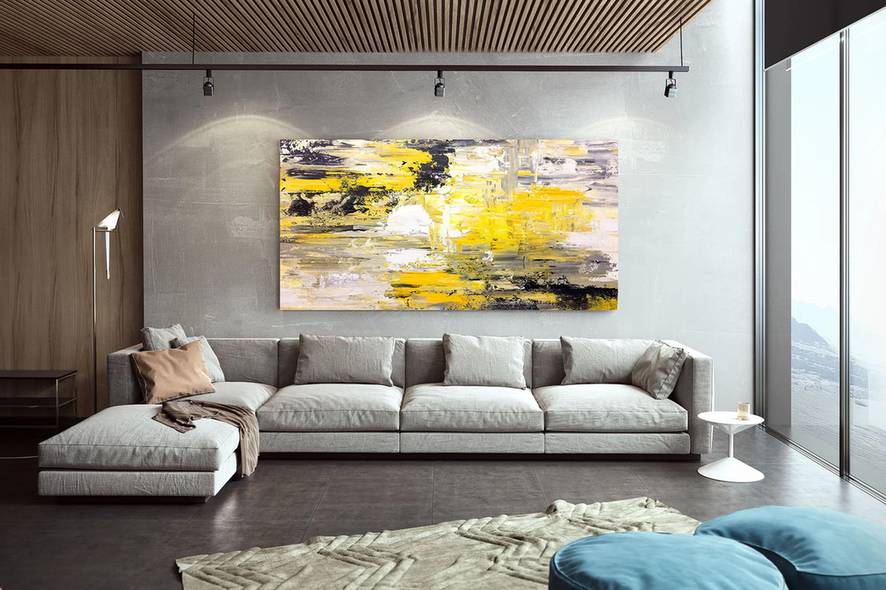 White Hand-painted Contemporary Abstract Canvas Wall Art MM2G4